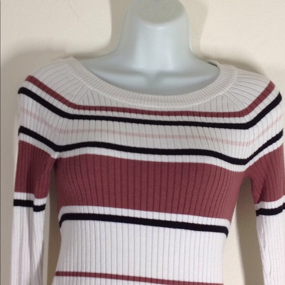 Express Color Block Stripe Brown/Cream/Black Sweat - Picture 7 of 13